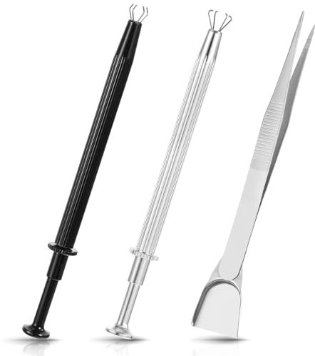 Nogeqi 3 pinze per piercing per sfere, piercing a sfera, ausilio per la sostituzione, pinza per piercing con 4 artigli, strumento per sfere, per gioielli, perle, orologi, pietra, diamanti