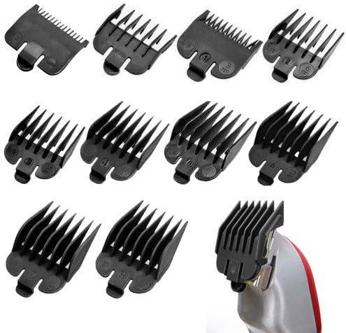 10 Pcs Clipper Guards, 10 Sizes Hair Clipper Guide Combs Replacement Attachment Guide Combs Professional Hair Clipper Limit Comb for Wahl and Most Clippers Trimmers (Black)