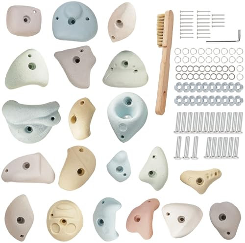 Qicrdvi Premium Klettergriffe aus Kunstharz für Kinder und Erwachsene, große Trainings-Wandgriffe für drinnen und draußen, felsähnliche Textur, Kletterwand mit Befestigungsmaterial (10 Stück)