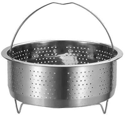 Stainless Steel Steamers Drain Basket Steaming Rack Stand with Handle Steaming Tray for Rice Eggs Vegatable and Meat