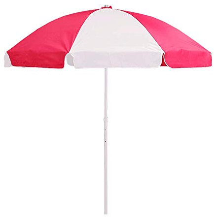 Parasol De Plage Créatif Rouge Et Blanc De 2,4 M avec 8 Bras Et Protection UV pour Extérieur, Terrasse, Jardin Ou Cour