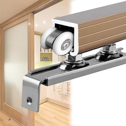 Binario per Porta Scorrevole Kit di Binari e Ferramenta per Porta Scorrevole a Scomparsa in Oro, Kit per Porta Scorrevole Nascosta per Porta Singola in Legno, Kit Ferramenta per Porta del Fienile da 2