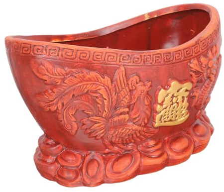 GALPADA Traditional Chinese Style Dragon and Phoenix Ceramic Flower Pot Art Planting Pot for Indoor Succulent Plants and Garden Decoration