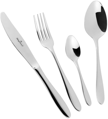 Magefesa Iria - Set de 24 Cubiertos, 6 Cucharillas, 6 Cucharas, 6 Cuchillos de Mesa y 6 Tenedores, Acero Inoxidable, Uso Diario, Mango Ergonómico