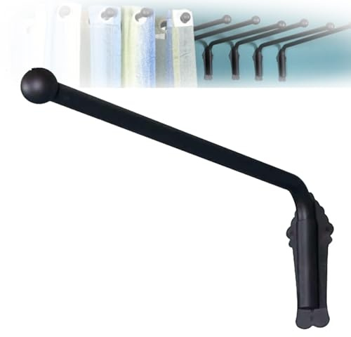 Tringle Porte Pivotante,Tringle à Rideau Pivotante pour Porte D'entrée sans Perçage,Tringles à Rideaux à Bras Oscillant pour Panneaux Latéraux(Size:60CM/24inch,Color:Noir)