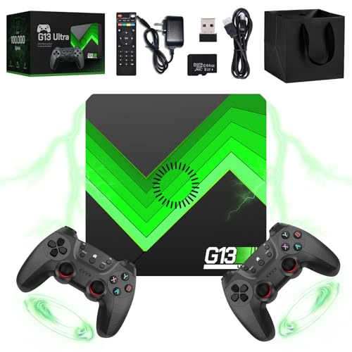Ruileyou G13 Ultra 100000 Spiele, G13 Ultra Konsole, 4K HD Retro Spielkonsole, 60 Bilder pro Sekunde, Plug and Play Video Game Console, Gift for Men, Husband (64G)
