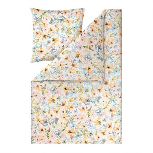 ESTELLA Bettwäsche Isla | Multicolor | 200x220 cm + 2X 80x80 cm | seidig-glänzende Oberfläche | pflegeleicht & trocknerfest | atmungsaktiv & anschmiegsam | 100% Baumwolle
