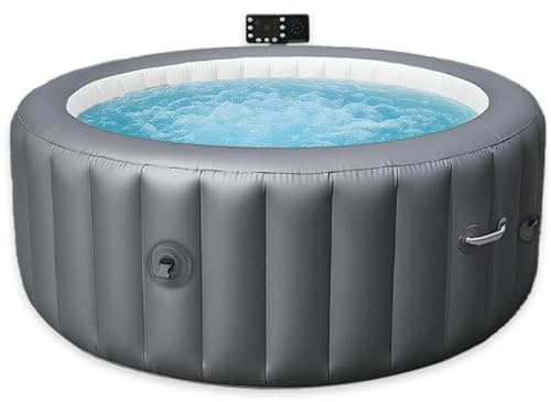 UppblåSbar Bubbelpool, BäRbart Runt Spa föR 4-6 Personer Med Bubbelmassage,Digital Kontrollpanel, Inomhus-/UtomhusanväNdning FöR TräDgåRd, Uteplats Och Pool 72x28in