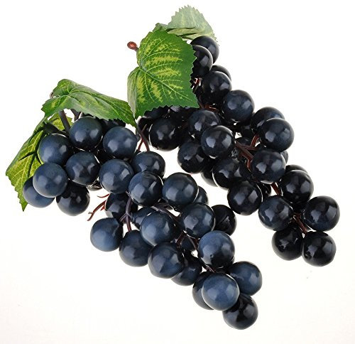 Venkaite 2pc Deko Kunststoff Weintrauben Wein Trauben Kunstobst Plastikobst künstliches Obst Gemüse Dekoration (schwarz)