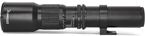 Ultimaxx Teleobjektiv (500 mm f/8, mehrfach beschichtet, kompatibel mit SLR- / DSLR-Kameras mit T-Mount-Adapter)