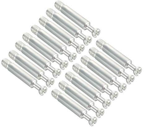 sourcing map Furniture Connecting Fitting 6mm Dia Thread Bolts Dowels Screws 15 Pcs
