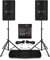 VONYX Band PA System Package - 12 Passive PA Speakers with Powered 5-Channel Mixer Amplifier, Bluetooth & Stands - 600W for Live Music, Singers, DJs & Church Events