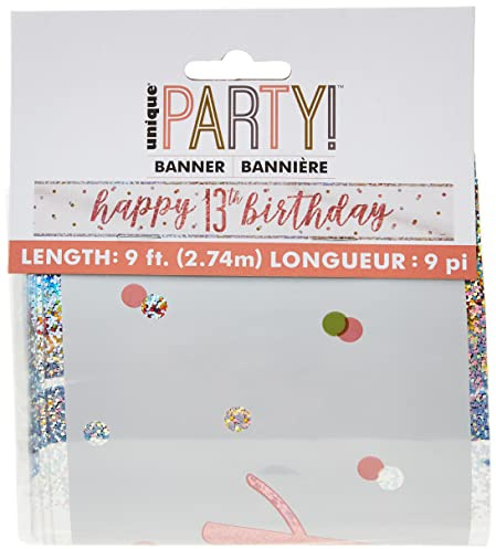Stunning Rose Gold 13th Glitz Prism Birthday Banner (274cm) - Perfect for Celebrations & Parties - 1 Pc