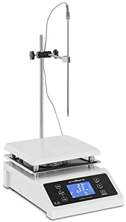 Steinberg Systems Agitateur Magnétique Chauffant Avec Plaque Chauffante SBS-MR-2000 (Plaque Chauffante 19 x 19 cm, 200-2000 tr/min, Max. 350 °C Afficheur Numérique, Minuterie : 0-9999 min)