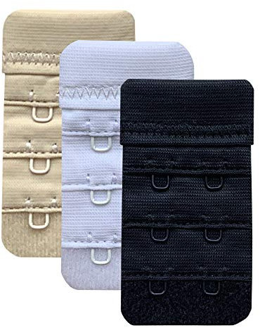 Chanie Women Pack of 3 Soft Comfortable 2 Hooks Bra Extender,2.4x 1.5 - - One Size