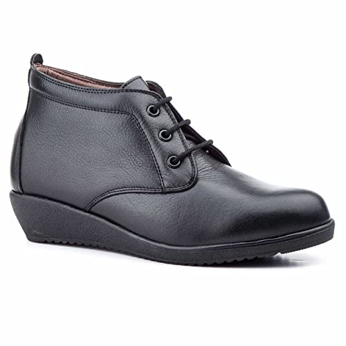 Botines mujer de piel con tacón o plataforma Botín cómodo de invierno y otoño Calzado artesanal de España tipo cuña o camperos en ante y cuero Elegantes e informales