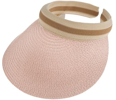 Dents Women's Paper Straw Visor with Striped Ribbon Band Pink ONE