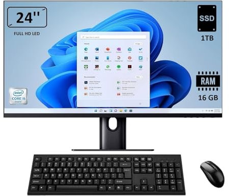 Outlet Computer - All In One - Schermo 23,8 - Windows 11 Pro 64 bit - FHD IPS - USB, HDMI - Webcam - Bianco (CPU: i5 - RAM 16 GB)