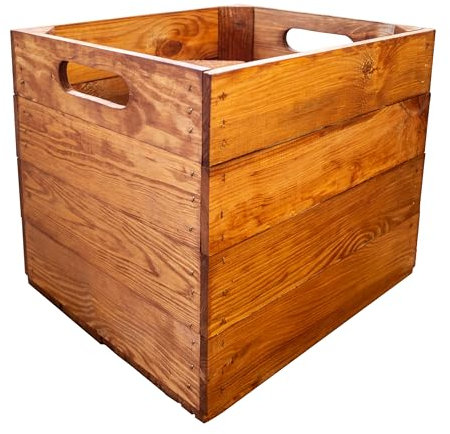 Kistenkolli Altes Land Holzkiste Aufbewahrungskiste passend für alle Kallaxregale und Expidit Regale Obstkiste Regalkiste Maße 33x37,5x32,5cm Kallax EInsatz Einschubkiste für Kallax(Vintage Ocker)