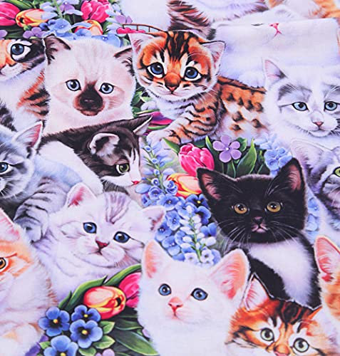 Egurs 45 * 110cm Baumwollstoff Meterware Süßes Tier Muster Kinder Baumwolltuch Katze