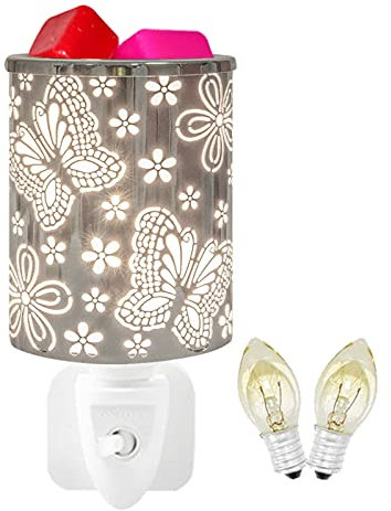 Metal Wax Melt Burner Oil Burner Plug in, Electric Candle Wax Warmer Melter Essential Oil Fragrance Burner, Night Light Aroma Lamp For Home Office Bedroom Gifts & Decor (Butterfly)