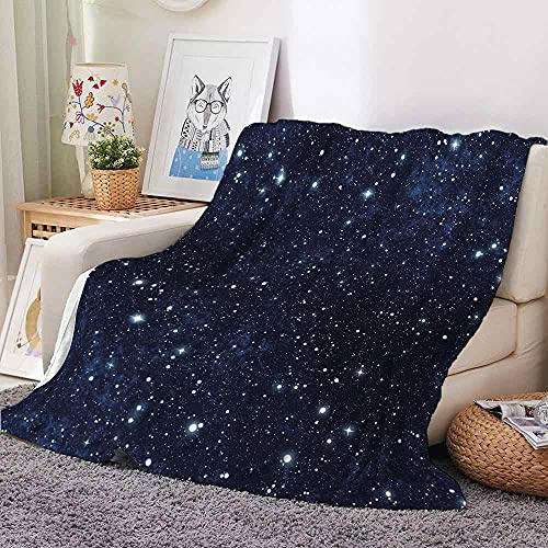 LWLFC Coperta Pile Sherpa Matrimoniale Cielo Stellato Blu Scuro 150X200Cm Plaid Matrimoniale per Letto E Divano Doppio Strato - Extra Morbida Calda in Microfibra,Regalo Bambini e Adulti