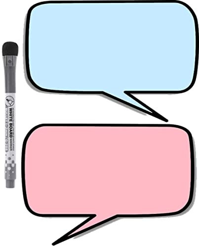 CODEX ACTION Pense bête magnétique frigo effaçable Double Bulle BD Rose et Bleue 15x21 cm A5 avec marqueur effaçable magnétique - Tableau - Messages, liste à Faire, Pense bête