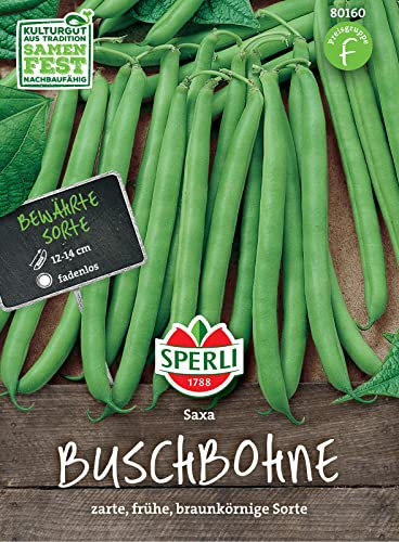 Sperli Buschbohnensamen Saxa 80160 - frühe, robuste, braunkörnige Sorte - Inhalt für 3-4 lfd. Meter - Gemüsesamen, Samen Gemüse, Gemüsepflanzen, Saatgut