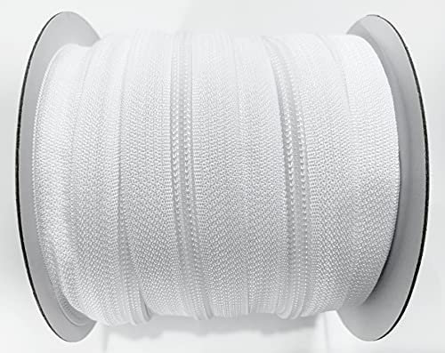10 metri/Chiusura lampo continua in nylon, con 10 cursori in metallo #8, cerniera per cucire su vestiti, artigianato, cucito, cerniera bianca, (101, 10m)