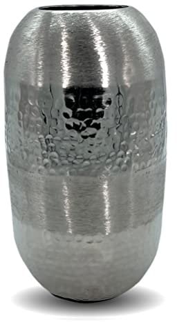 Aluminium Vase rund 14 x 25cm Blumenvase für Pampasgras Trockenblumen Sträuße Silber