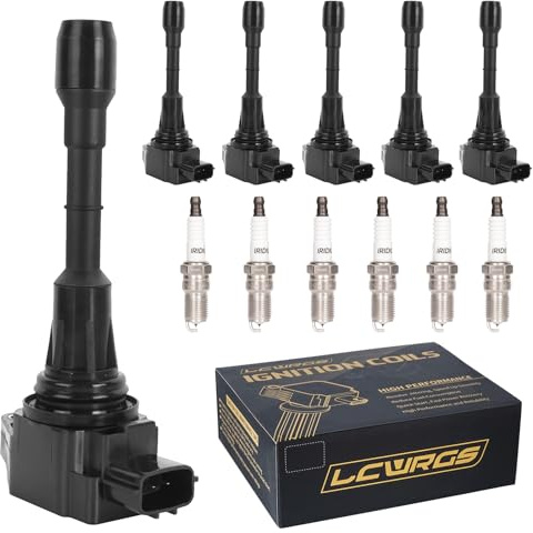 Ignition Coil Packs & Spark Plugs Set of 6 For 3.5 V6 Nissan Murano Maxima Altima Pathfinder Infiniti G35 EX35 JX35 2009 2010 2011 2012 2013 2014 2015 2016 3.5L Coils Spark Plugs Replaces# UF550