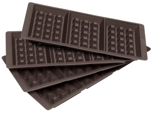 Lurch FlexiForm 585084 Lot de 2 moules à gaufres 100% silicone platine sans BPA (3 compartiments, lot de 4) Marron