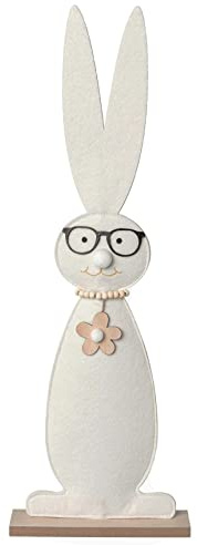 creativ home Filz HASE auf Holzbase. Bobby Ca 46cm. Dekoration Frühling Osterdekoration Oster-Deko Osterhase Filzhase