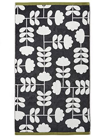 Orla Kiely Cut Stem Badetuch, Moos und Anthrazit, 100 % Baumwolle, Badetuch, 70 x 125 cm