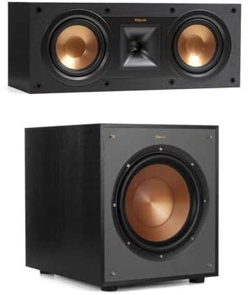 Klipsch R-100SW 300W Subwoofer with -52C Center Speaker
