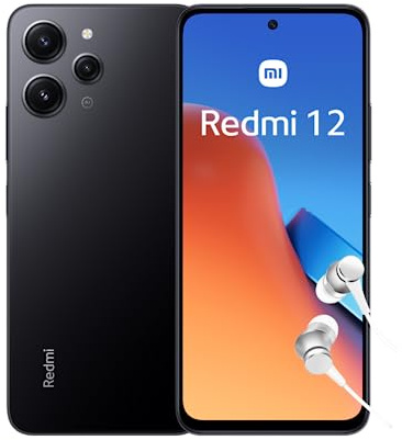 Redmi 12 4G - Smartphone de 4+128GB, Pantalla de 6,79 FHD+ AdaptiveSync 90 Hz, MediaTek G88, Triple cámara de 50MP, batería de 5000 mAh, Negro (Versión ES + 3 años de garantía)