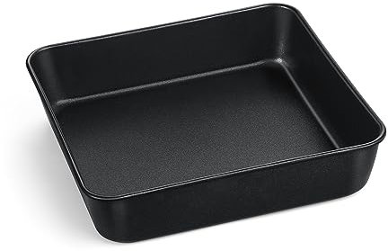 Onader Bandeja cuadrada para horno, antiadherente, rectangular, de acero inoxidable, para pasteles, brownies y tostados, saludable y duradero, no para freidora de aire, 20 cm