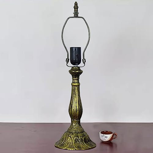 BOTOWI 19 hohe Lampenfassung aus Legierung, Tischlampensockel, Bronze, Knopfschalterdraht, für 12-Zoll-Lampenschirm im Tiffany-Stil