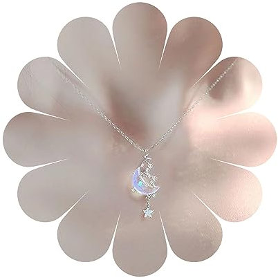 Cimenexe Böhmische Kristall Mond Stern Anhänger Halskette Silber Mondstein Halbmond Halskette Cz Halbmond Choker Halskette Strass Mond Stern Halskette Schmuck Für Frauen Und Mädchen Geschenke