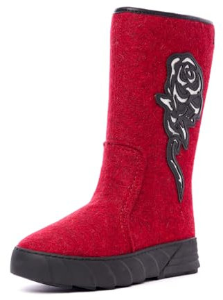 Nordan Stilvolle Winterschuhe Damen - Filzstiefel. Schöne Boots Damen mit Wollfutter und rutschfester Sohle. Warme und bequeme Stiefel mit FutterArt. 350305 bordeaux 0101, 40