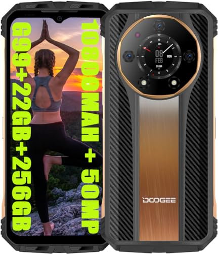 DOOGEE S110 4G Robustezza Smartphone, 10800mAh /66W Batteria, Helio G99 22GB + 256GB, 6.58'' FHD+, 50MP AI Fotocamera (24MP Visione Notturna)+ 16MP + 32MP, Android 13 Cellulare, Watch Back IP68 Orange