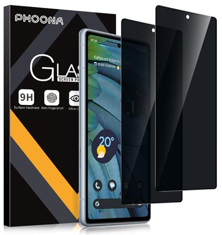 Phoona Privacy Vetro Temperato per Google Pixel 7a 5G 6.1,Durezza 9H,Antigraffio,Pellicola di Protezione del Vetro Antispy,Vetro Privacy Prova di Spia,2 Pezzi