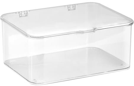 HERCHR Plastic Storage Clear 8.9×6.5×3.9in Rectangular Plastic Containers with Lid Desk Storage Box Clear Large Capacity Phone Case Organizer for Desk Business Cards Other Small Items