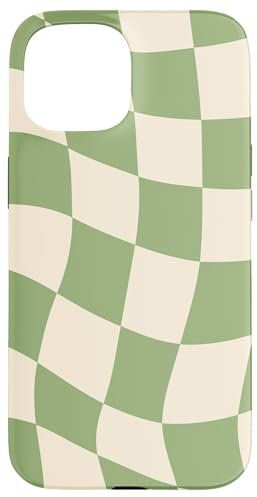 Hülle für iPhone 15 Etui kariert grün cool Schachbrett ästhetisches Geschenk