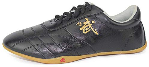 Chinesische Traditionelle Schuhe, Kung Fu Tai-Chi Turnschuhe Anti-Rutsch Leder Qigong Martial Arts Trainer Für Unisex Erwachsene,Schwarz,37