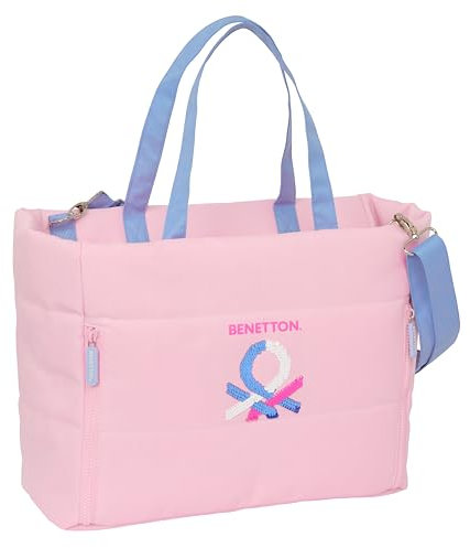 Safta Benetton Pink Sac pour ordinateur portable 14,1 avec poche, idéal pour enfants de différents âges, confortable et polyvalent, qualité et résistance, 54 x 17 x 31 cm, couleur rose, rose,