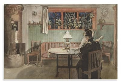 Maler-Poster mit Aufschrift When The Children Have To Bed, Carl Larsson, Kunstdruck, Wandfoto, Malerei, Poster, Hängendes Bild, Familiendekoration, 30 x 45 cm