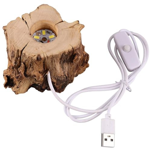 Artibetter Boule de cristal en bois - Souche d'arbre LED - Support de base lumineux en bois - Support de boule de cristal de table