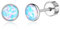 Titan Ohrringe Hypoallergen Damen Herren Mädchen G23 Titan Ohrstecker mit Schraubverschluss Kleine Opal Ohrstecker Azure 3mm