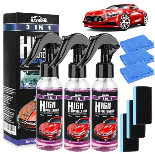 High Protection 3in1 Spray,Polish pour voiture Enlève les rayures,300 ml Nano Spray Vitrification céramique pour voiture,Peinture pour voiture Restaurateur extérieur de voiture,Haute protection Rapide